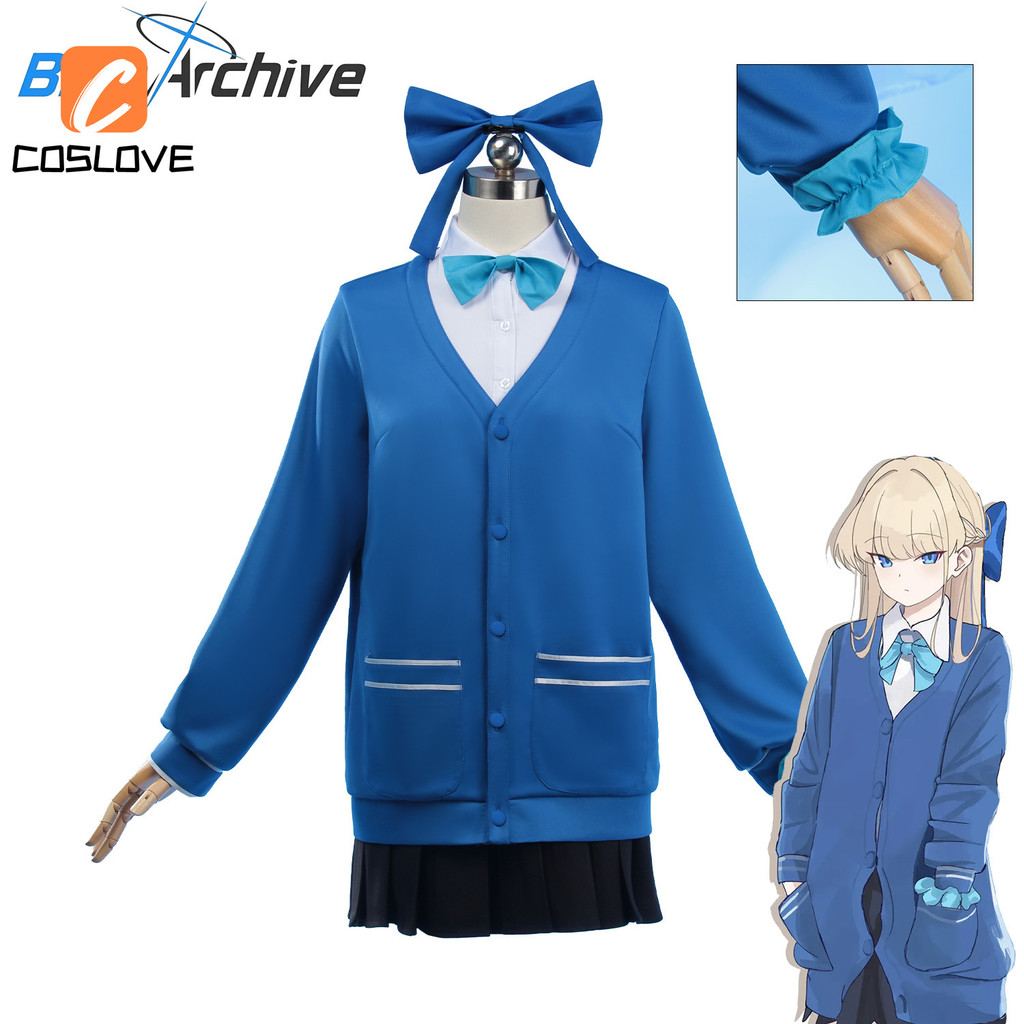 動漫遊戲藍色檔案 Asuma Toki Cosplay 服裝全套服裝女裝藍色裙子派對角色扮演