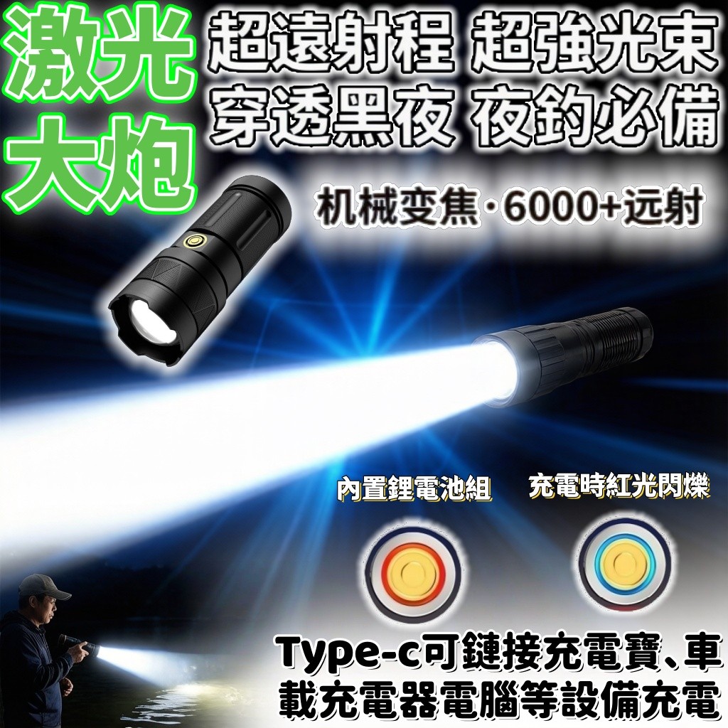🚚現貨4H出貨💥便攜手電筒 超亮戶外手電筒 強光手電筒 便攜充電手電 超亮手電筒 超亮照明 變焦遠射 爆亮 手電筒