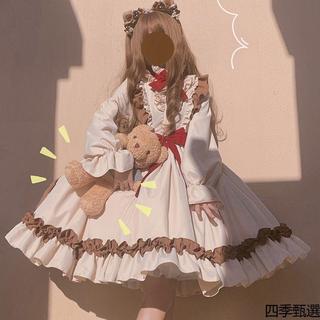 大碼女裝 設計感 顯瘦套裝 大尺碼春秋大碼洋裝lolita日系長袖裙微胖mm洛麗塔日常顯瘦OP蘿莉裙