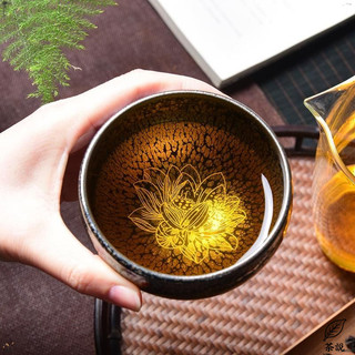 🌈鐵胎油滴建盞 🍵主人杯 茶杯 家用 創意銀繪 祥龍 鳳凰 蓮花 蓮蓬 茶杯盞杯 禮盒包裝 父親節禮物