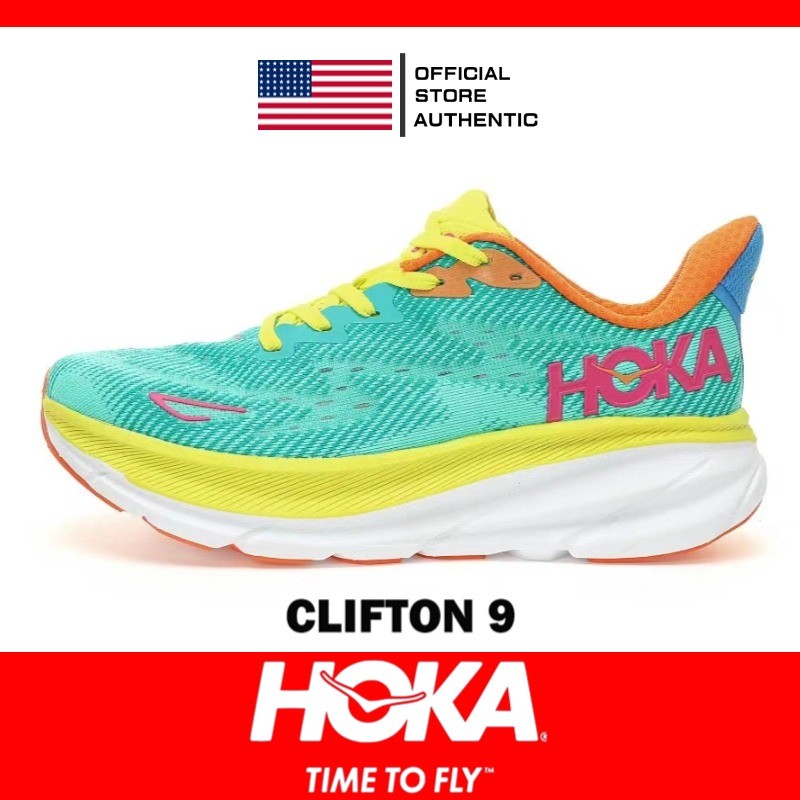 【SM 折扣店】Legit Hoka Clifton 9 跑鞋 - 網眼透氣馬拉松低幫防滑中性綠色