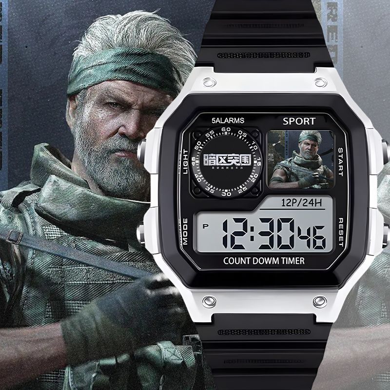 新款卡通兒童手錶 鬧鐘小算盤 暗區突圍遊戲周邊訂製遊戲二次元遊戲學生防水電子錶小方塊