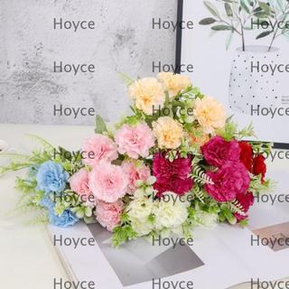 HOYCE人造康乃馨花束攝影道具絲布模擬康乃馨創意6頭母親節婚禮假花婚禮裝飾