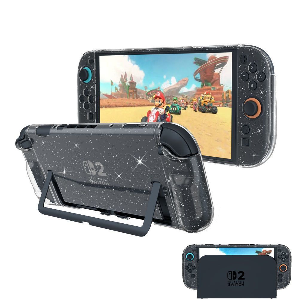 【限時免運】任天堂Switch 2保護殼硬殼 NS2水晶殼 閃粉保護殼遊戲支架殼 防刮