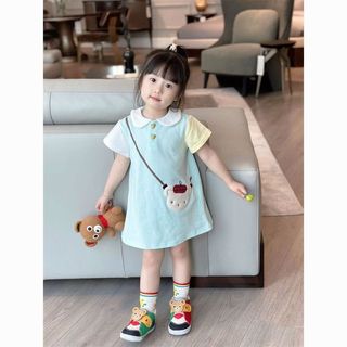【芭樂兔】夏日系童裝女童可愛設計甜美小熊Polo裙新款寬鬆休閒兒童連衣裙 女童夏季洋裝 兒童短袖連身裙 女童裙子