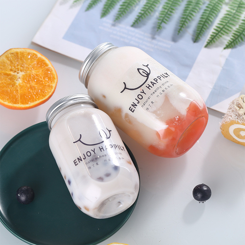 台北現貨 隔日達高質🍬U型奶茶杯一次性帶蓋胖胖擺攤網紅果汁冷飲杯子楊枝甘露瓶子商用 u型胖胖家用網紅果汁冷飲飲料杯子