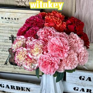 WITAKEY 假康乃馨,7 頭模擬花束-人造花,時尚真絲假花派對裝飾和假日