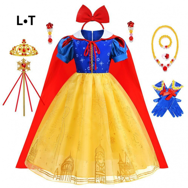 LT·現貨 100-150 韓版夏季兒童白雪公主洋裝新款愛莎禮服兒童表演白雪公主衣服全套