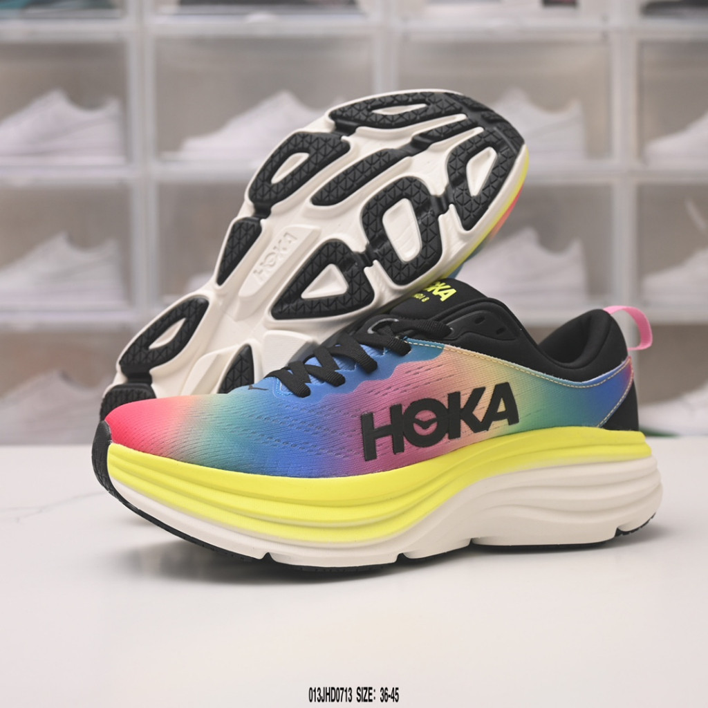 HOKA ONE ONE Bondi 8 男女減震公路跑鞋休閒運動鞋男女通用訓練運動鞋尺碼 36-45