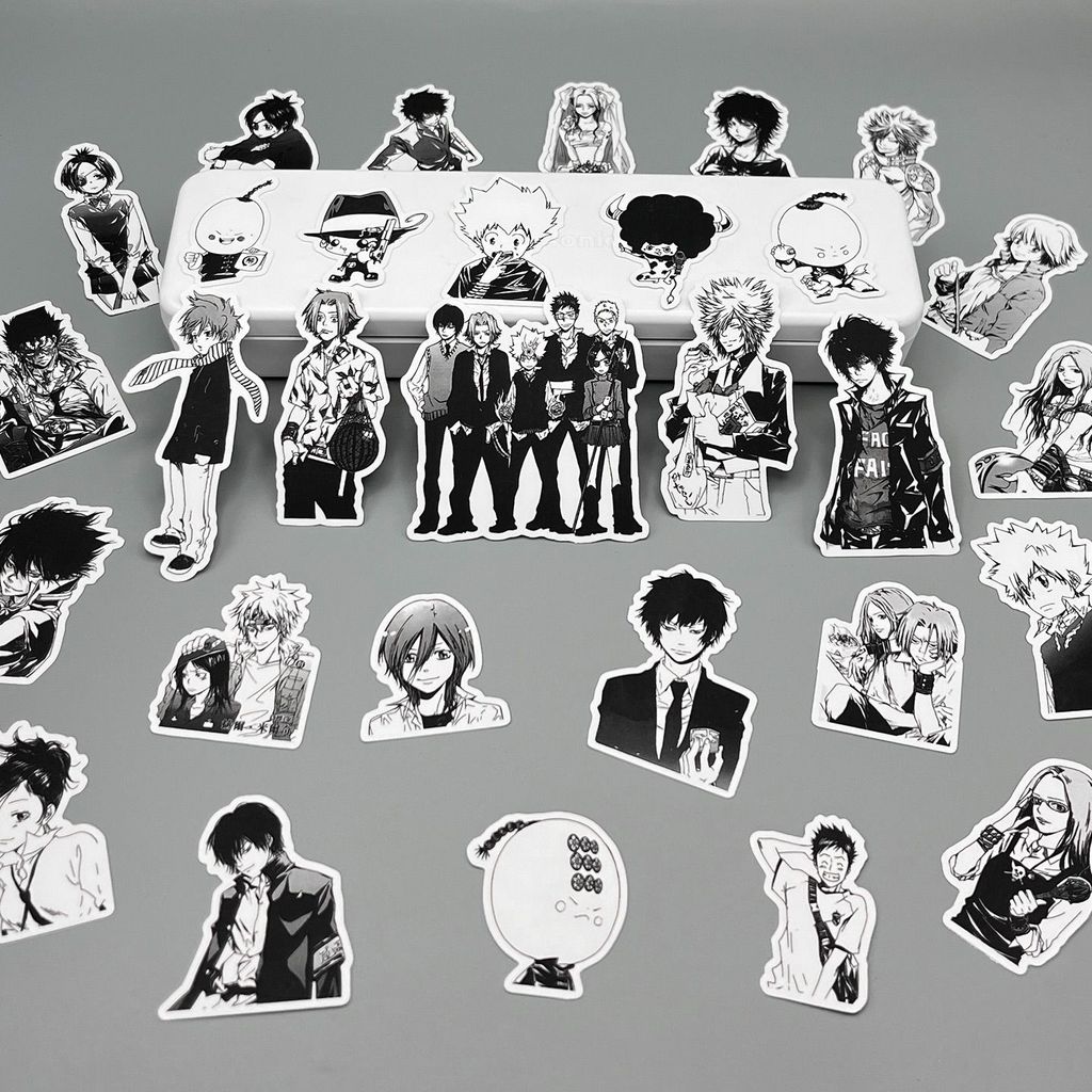 ✨店長優選✨家庭教師漫畫貼紙澤田綱吉二次元人物黑白手賬貼畫水杯裝飾防水