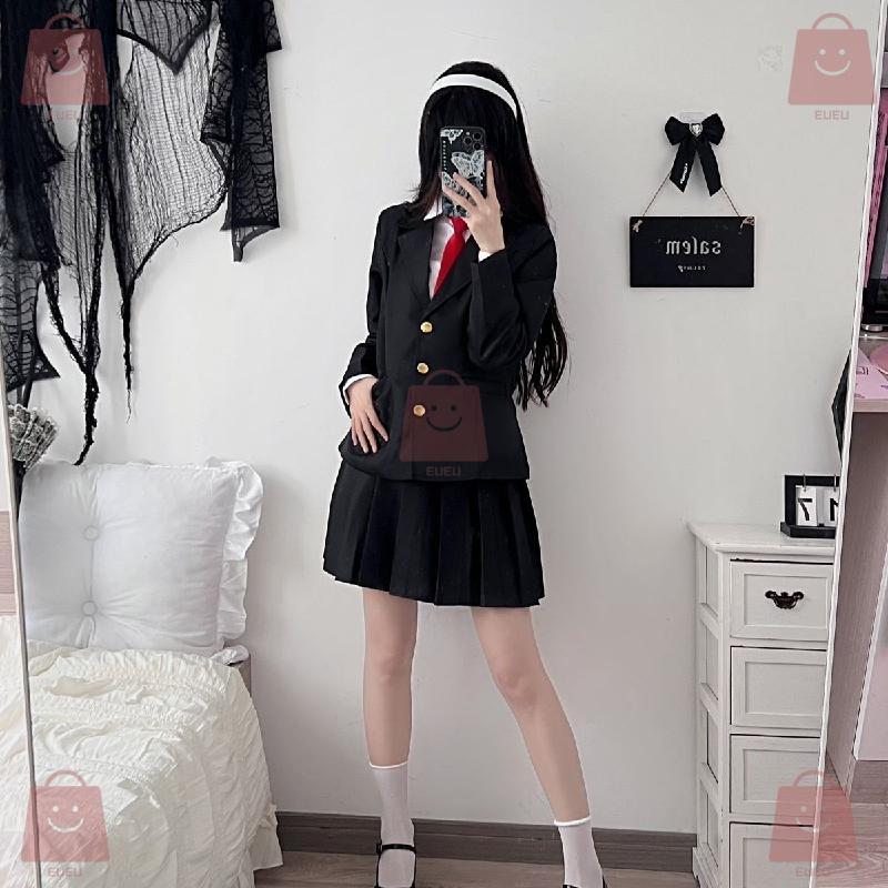 治癒系暗黑✨ 川上富江cos服第五人格夢之女巫信徒jk制服動漫 JK 制服 動漫 衣服 女裝 套裝 黑色 百褶裙