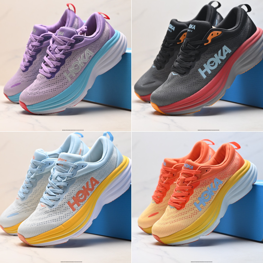 TOP HOKA Bondi 8 男女馬拉松限量防滑透氣健身跑鞋TE0A