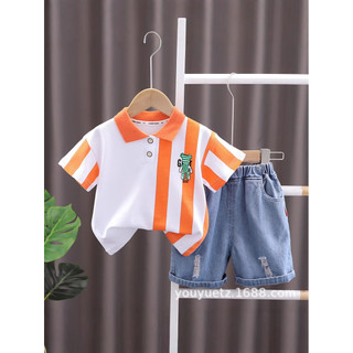 酷童裝男童夏季套裝寶寶Polo衫衣服洋氣兒童短袖