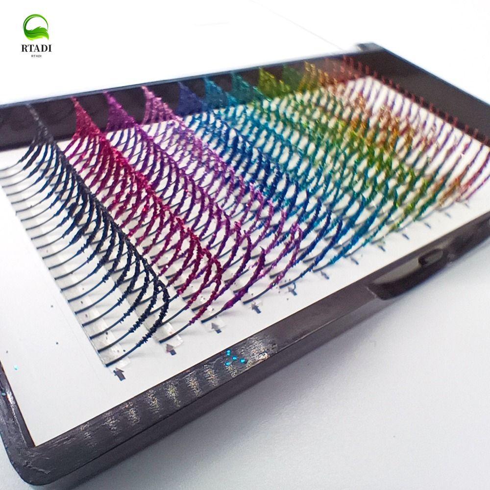 RTADI Glitter 彩色睫毛舞台妝亮片彩色假睫毛彩色水貂睫毛分段睫毛睫毛延長女士派對單簇睫毛