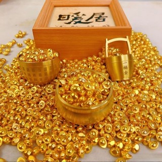 💥實心模擬沙金小元寶一桶金聚寶盆百福缸家居擺件禮品滿盆滿桶滿缸 招財擺飾 沙金元寶 招財裝飾 迷你金