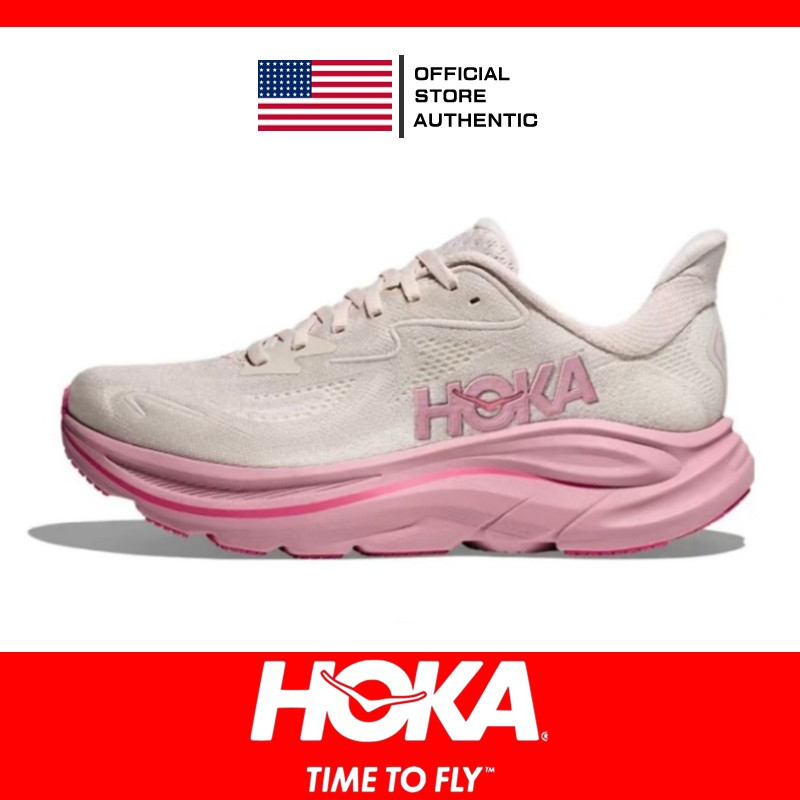 【SM 折扣店】Legit Hoka Clifton 10 跑鞋 - 網眼透氣馬拉松低幫防滑女士運動鞋粉色