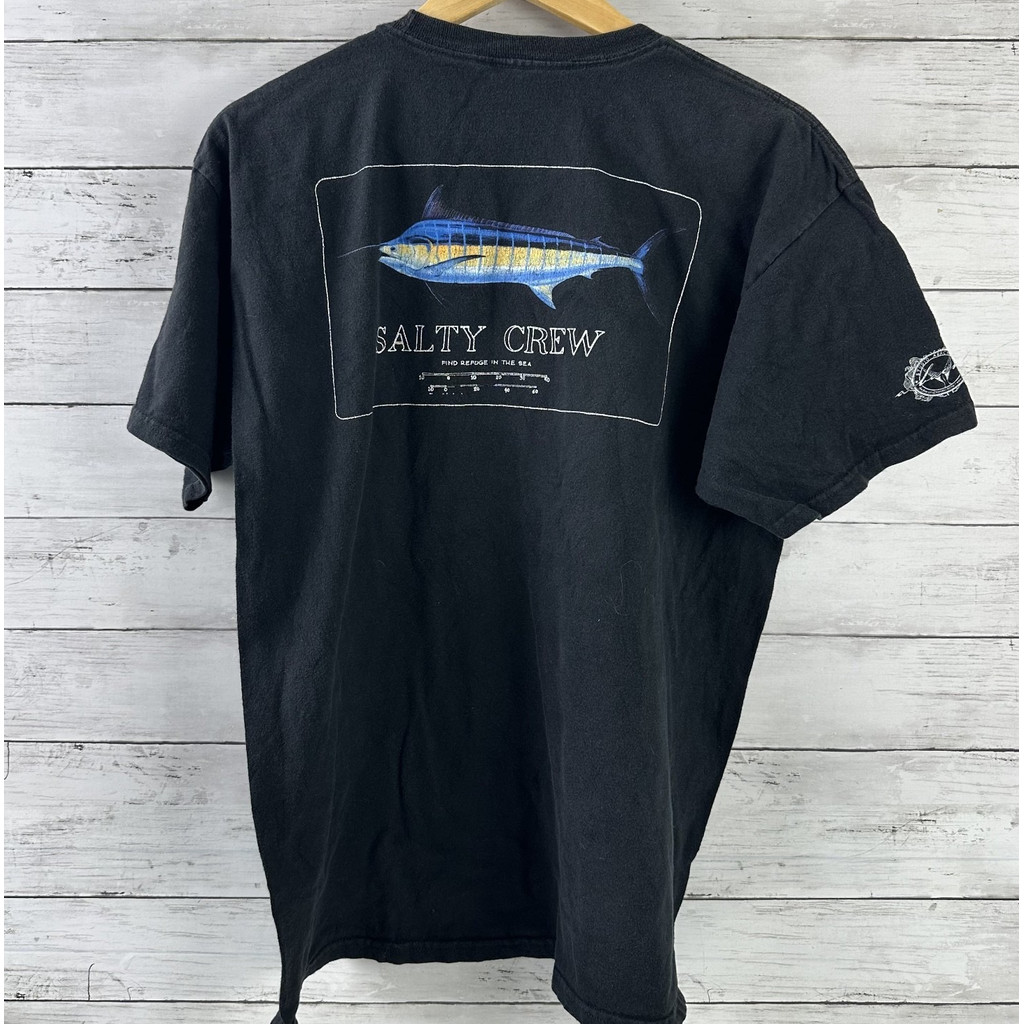 2026新款鹹味船員T恤男女同款圖案魚鮪魚海灘短袖夏季純棉印花上衣現貨