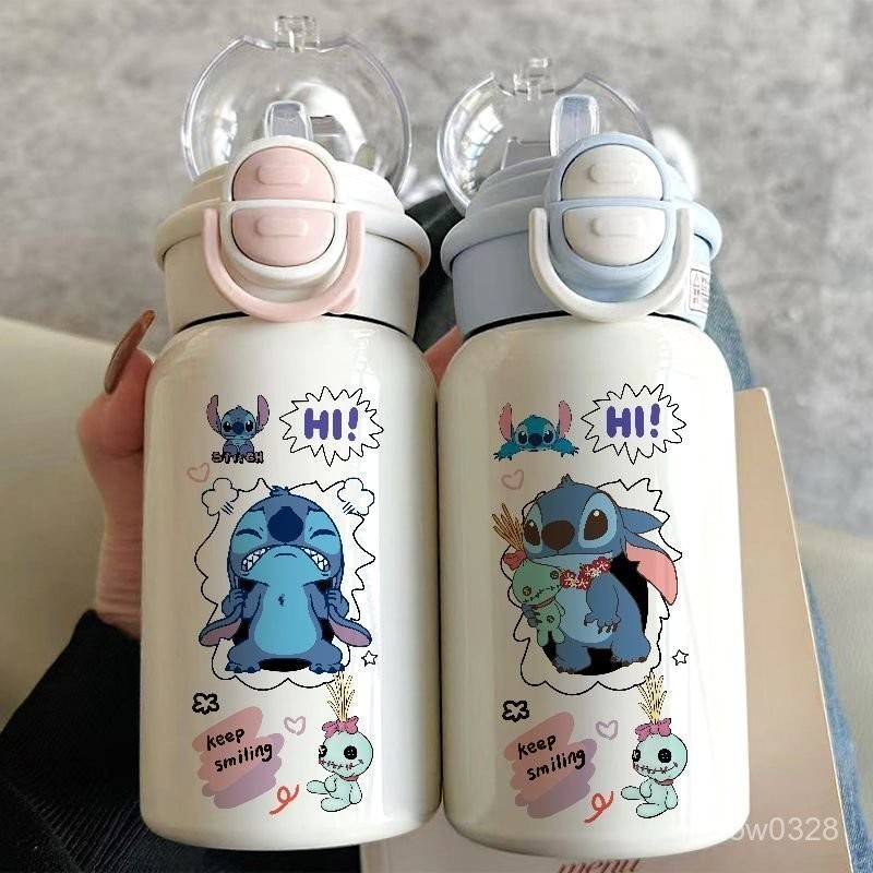 史迪奇水壺 史迪仔一對情侶316不銹鋼吸管保溫杯卡通可愛學生史迪奇雙飲水杯 PNSF良品好物水杯小新家