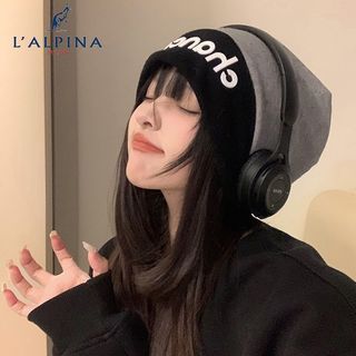 ✨可開發票#免運#LALPINA堆堆帽大頭圍女秋冬冷帽時尚保暖百搭拼色顯臉小包頭帽潮#臺灣出貨