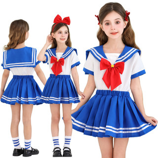 萬聖節cos服裝 日本校服JK服 英倫水手服 水手制服 學生海軍領洋裝 海軍風洋裝 美少女戰士表演服