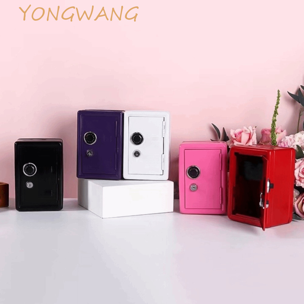 YONGWANG迷你保險箱,密碼鎖金屬材質金錢罐,便攜式櫥櫃防盜金錢銀行家居使用