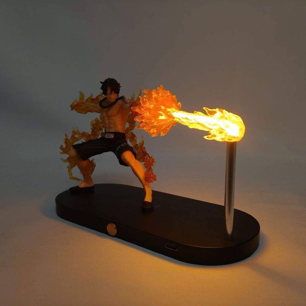 【航海王小夜燈】海賊王路飛動漫週邊手辦火拳路飛火拳艾斯週邊模型可發光三擋光度調節悟空衝擊波小夜燈男生生日禮物