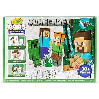 Crayola Minecraft POPs 3D 兒童藝術套件,用標記建立 3D 角色,帶有著色活動套裝 &