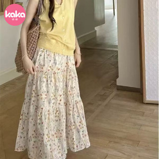【KAKA】🍒春夏新品🍒夏季新款碎花半身裙女韓系氣質溫柔風中長款高腰顯瘦大擺a字傘裙 春夏精選 闆娘推薦