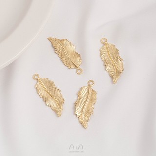 Ala----14K包金保色紋理樹葉吊墜銀杏葉片掛件diy手工耳環發簪吊飾配件