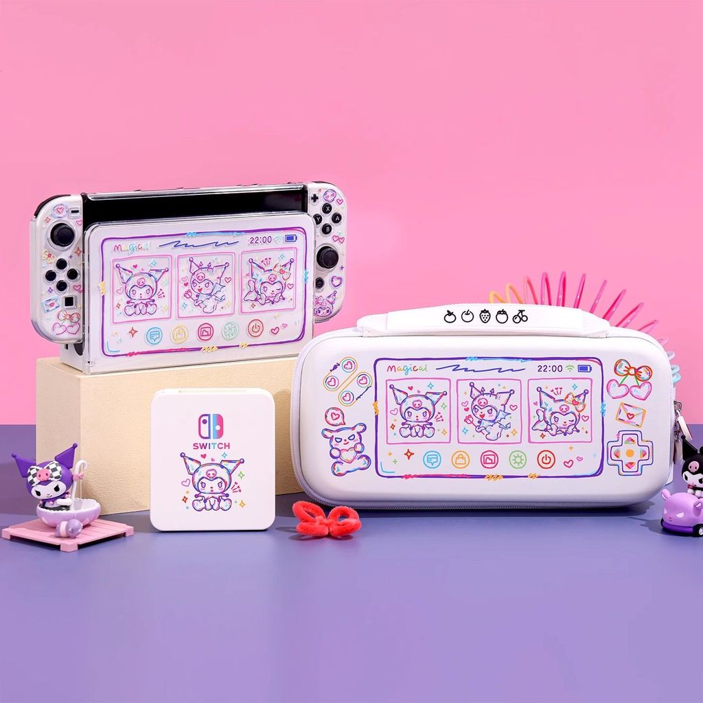 【限時免運】SWITCH OLED保護殼 塗鴉庫洛米可愛Switch2保護套底座保護殼