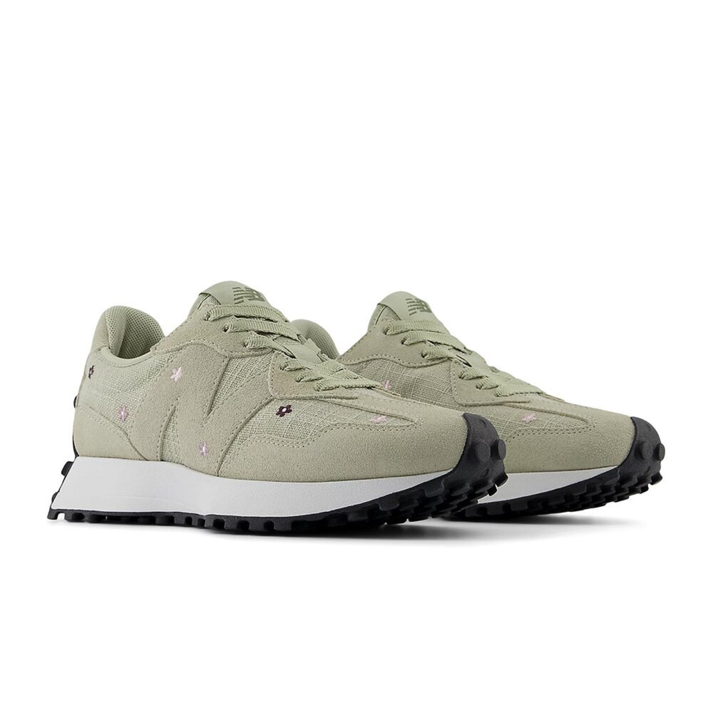 W New Balance 327 抹茶綠白小花 刺繡 復古 拼接 休閒鞋 運動鞋 女鞋 WS327DCC【SPLY】