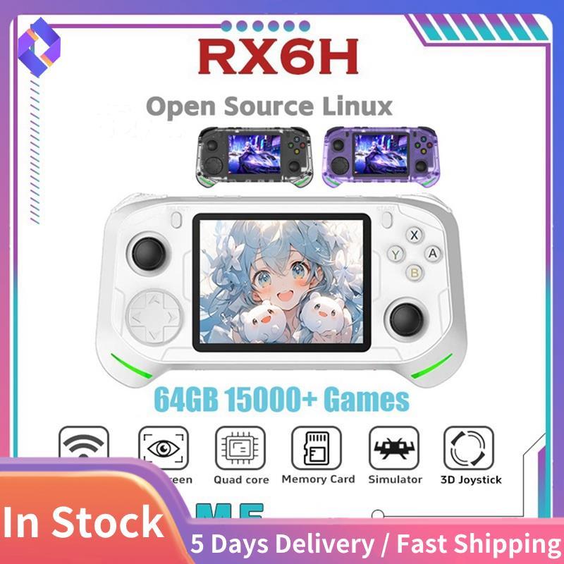 RX6H 復古手持視頻遊戲機 3.5 英寸 IPS 顯示屏 64GB 15000+ 遊戲屏幕 Linux 袖珍播放器支持