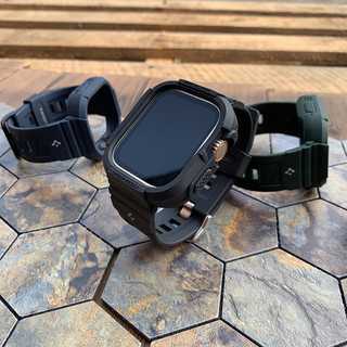 【】 apple Watch SGP戰術錶帶蘋果手錶鎧甲一體矽膠錶帶 iWatch4/5/6/7/8 9代運動錶帶