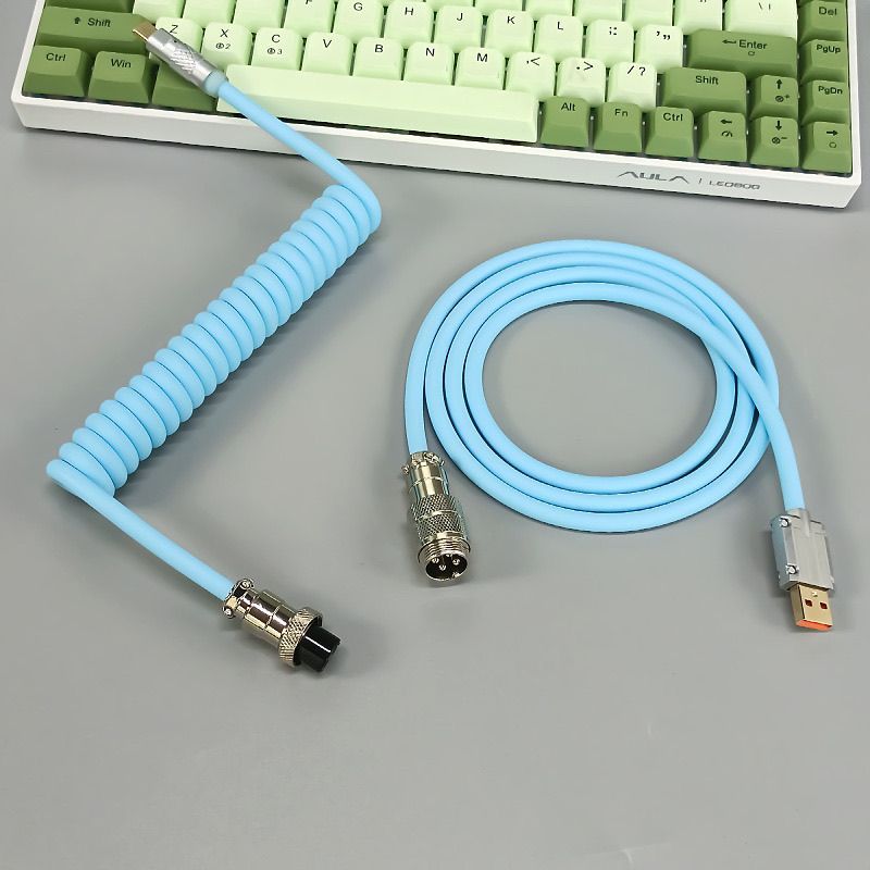 航插線8k磁軸機械鍵盤PU線快充數據線彈簧線螺旋線RGB線客製化線鍵盤 鍵帽 麻將音 聲優包 内膽改裝 手感優化