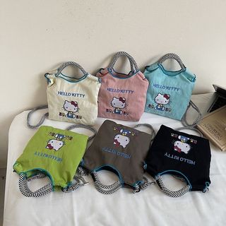✨臺灣出貨✨日本環保購物袋刺繡kt貓新款手提袋單肩斜挎包輕便凱蒂貓手機包潮 環保購物袋 側背包 防水大容量包包
