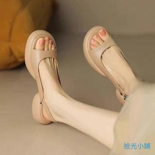 【Time Travel Shop】魚嘴一字帶涼鞋女時尚