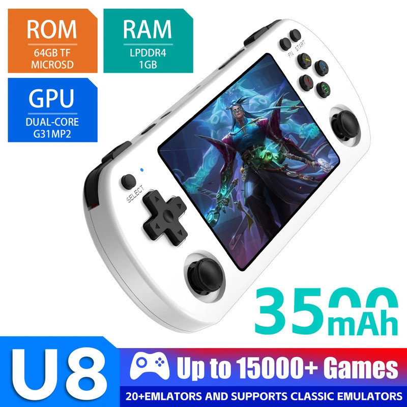 Open Source U8 復古手持視頻遊戲機 64GB/128GB Linux 系統 4.0" IPS 屏幕 150