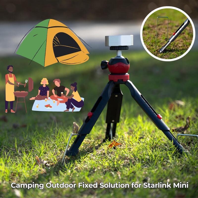 適用於 Starlink Mini 的 Starlink 迷你三腳架支架套裝鋁製底座,帶可調節高度和傾斜三腳架衛星桿安裝