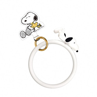 SNOOPY立體公仔矽膠手圈掛環組/ 背對背/ 白 eslite誠品