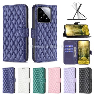 小香風菱形包皮套 適用 小米 Xiaomi 14 Pro 13T Pro 13 Lite前扣磁吸 插卡掀蓋皮套 手機殼