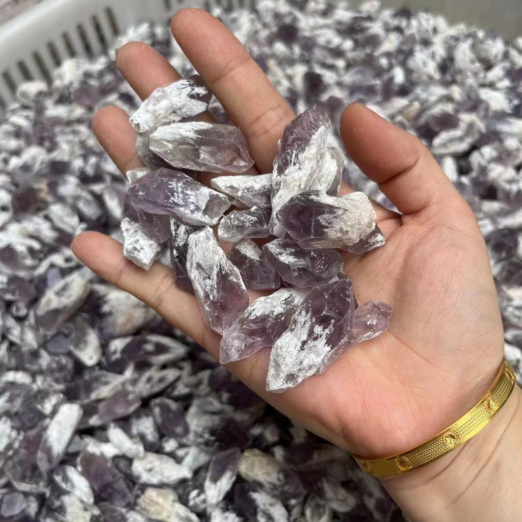工廠批發供應黃水晶牙紫水晶牙 碎石香薰擴香石磁石標本原礦擺件