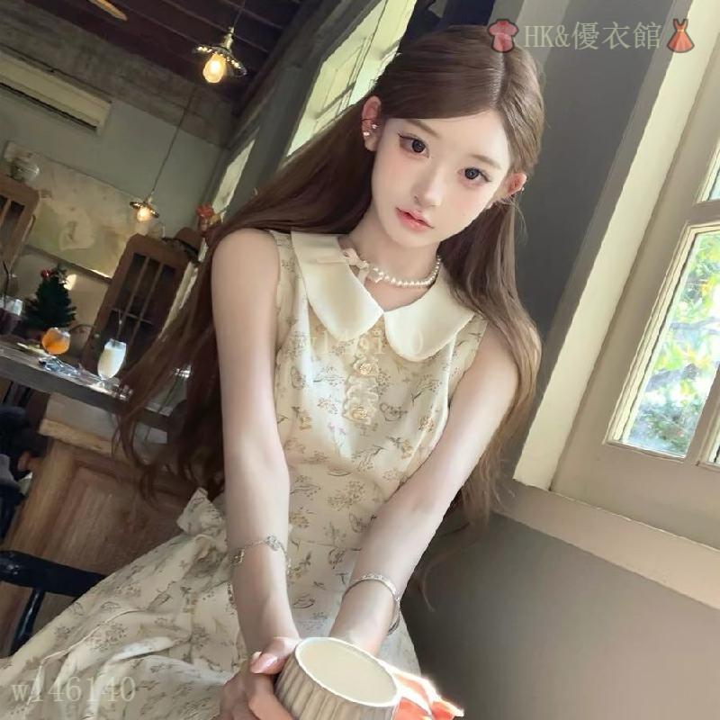 🥨台灣出貨🥨HK 夏季巨好看特別絕美漂亮掐腰法式小資海邊穿搭蝴蝶結碎花連衣裙女 韓版 洋裝 連身裙女 減齡 百搭