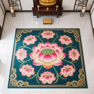 跪墊 跪拜墊 禪坐墊 打坐墊 禪修墊 拜墊 和室墊 冥想坐墊 水晶絨正方蓮花地墊禪意家用跪拜跪墊打坐毯臥室房間中式客廳立