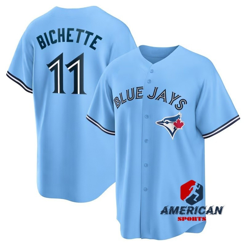 男式 MLB 多倫多 Blue Jays 11 Bo Bichette 淺藍色棒球球衣