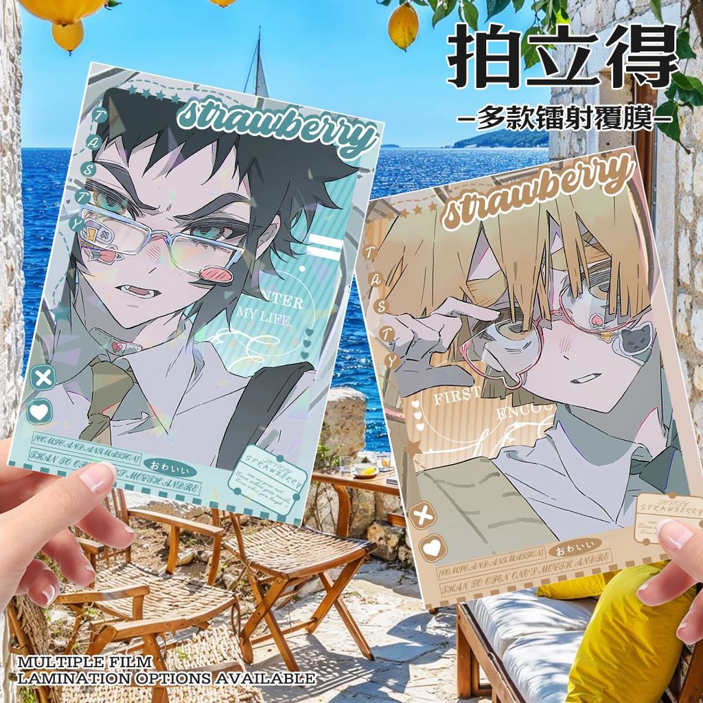 🌅鬼滅之刃我妻善逸獪嶽拍立得小卡善獪CP同人周邊無料谷鐳射明信片