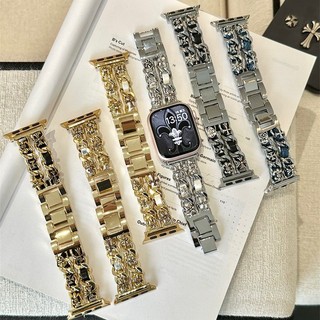 ✨復古克羅心小香風金屬皮質腕帶 適用 Apple Watch10/9-4 克羅心設計 復古輕奢百搭