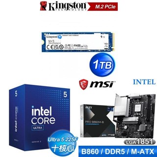 〈鈔省價〉Core U5 225F+微星 PRO B860M-B 主機板+金士頓 NV3 1TB SSD