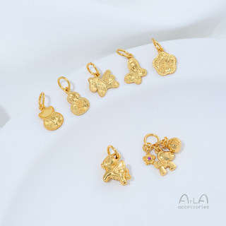 宏雲Hongyun-Ala-銅鍍24K金鑲鋯石蓮蓬吊墜蝴蝶葫蘆滴溜手工diy沙金飾品配件材料