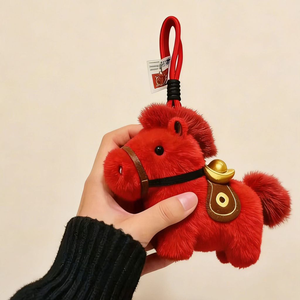 2026年 馬年吉祥物 馬上有錢毛絨鑰匙扣掛件吉祥物公仔桌面小矮馬擺件 馬年小物  吊飾 掛件 馬年吉祥物娃娃