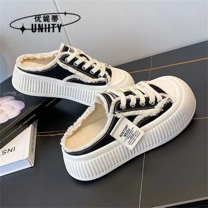 一腳蹬！穆勒鞋 懶人拖 包頭半拖鞋 懶人鞋 德訓鞋 耐磨 防滑防水 舒適透氣 優妮蒂懶人半拖鞋女外穿2024夏季新款無後